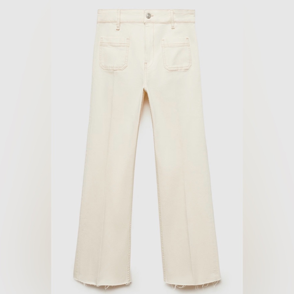 Mango Off-White Flared Cropped Jeans With pockets - Picture 2 of 6